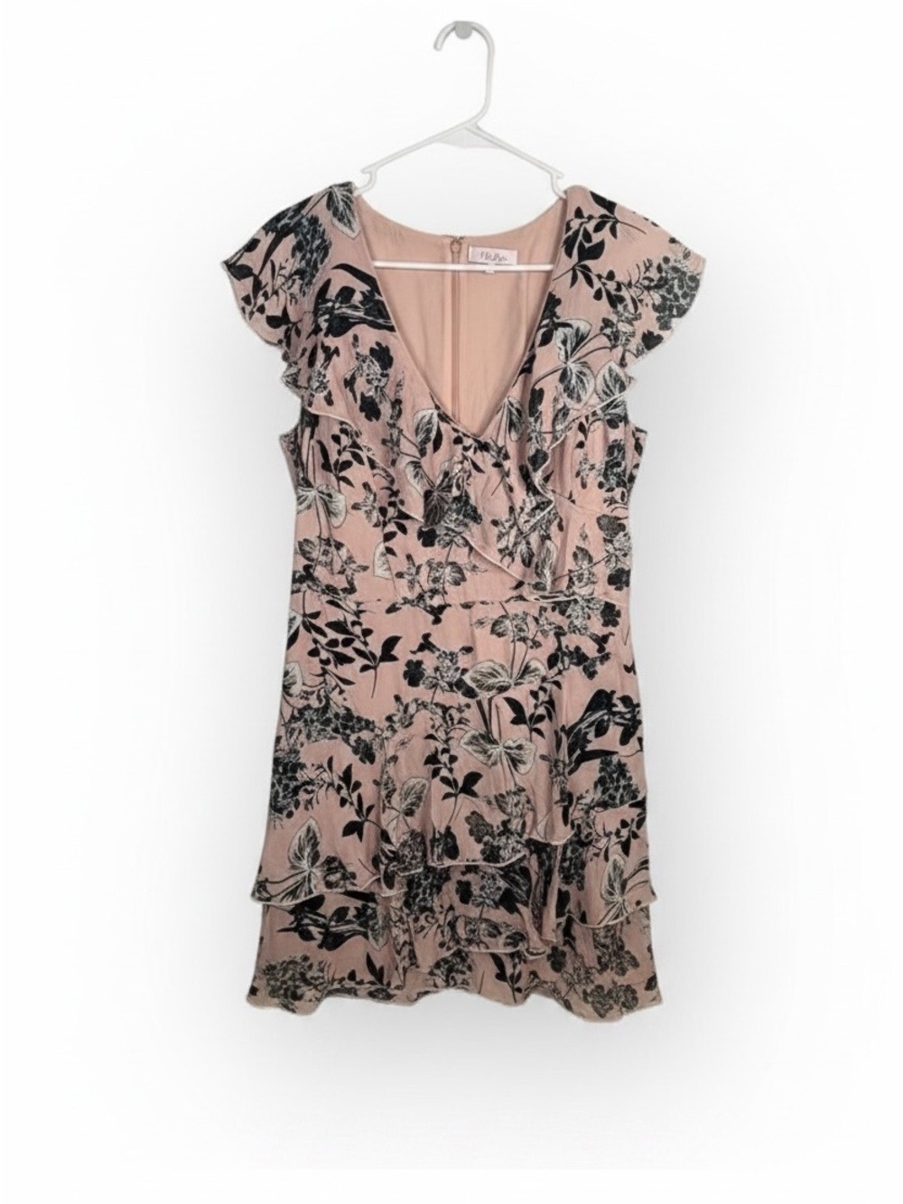 Parker Pink Floral Silk Tea Dress Size 10 - Picture 2 of 7